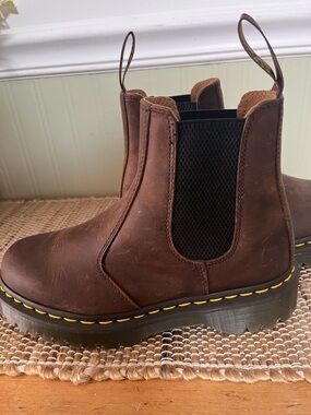 Dr. Martens Brown Leather and Yellow Outsole Detail